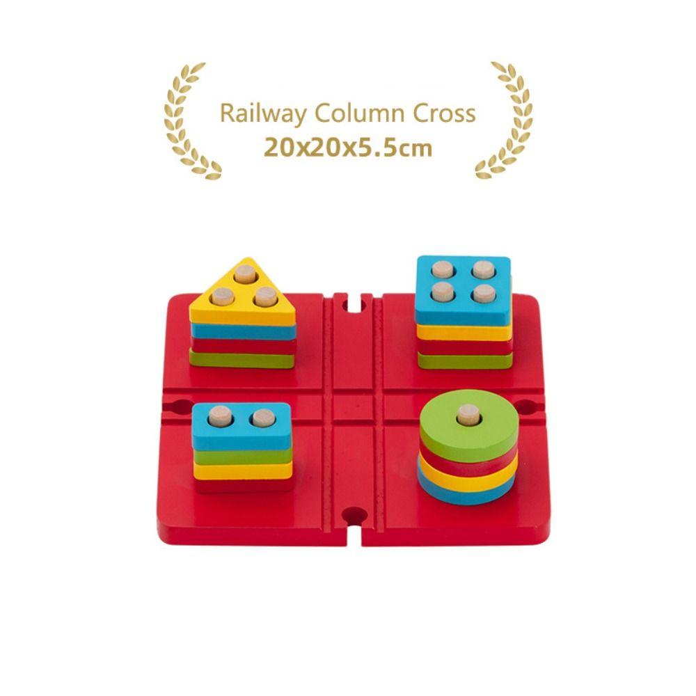 Строительные блоки, набор деревянных железнодорожных путей, набор железнодорожных путей, детские подарки Column Cross Rail