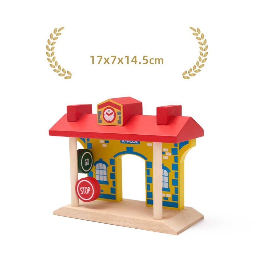 Строительные блоки, набор деревянных железнодорожных путей, набор железнодорожных путей, детские подарки Clock station