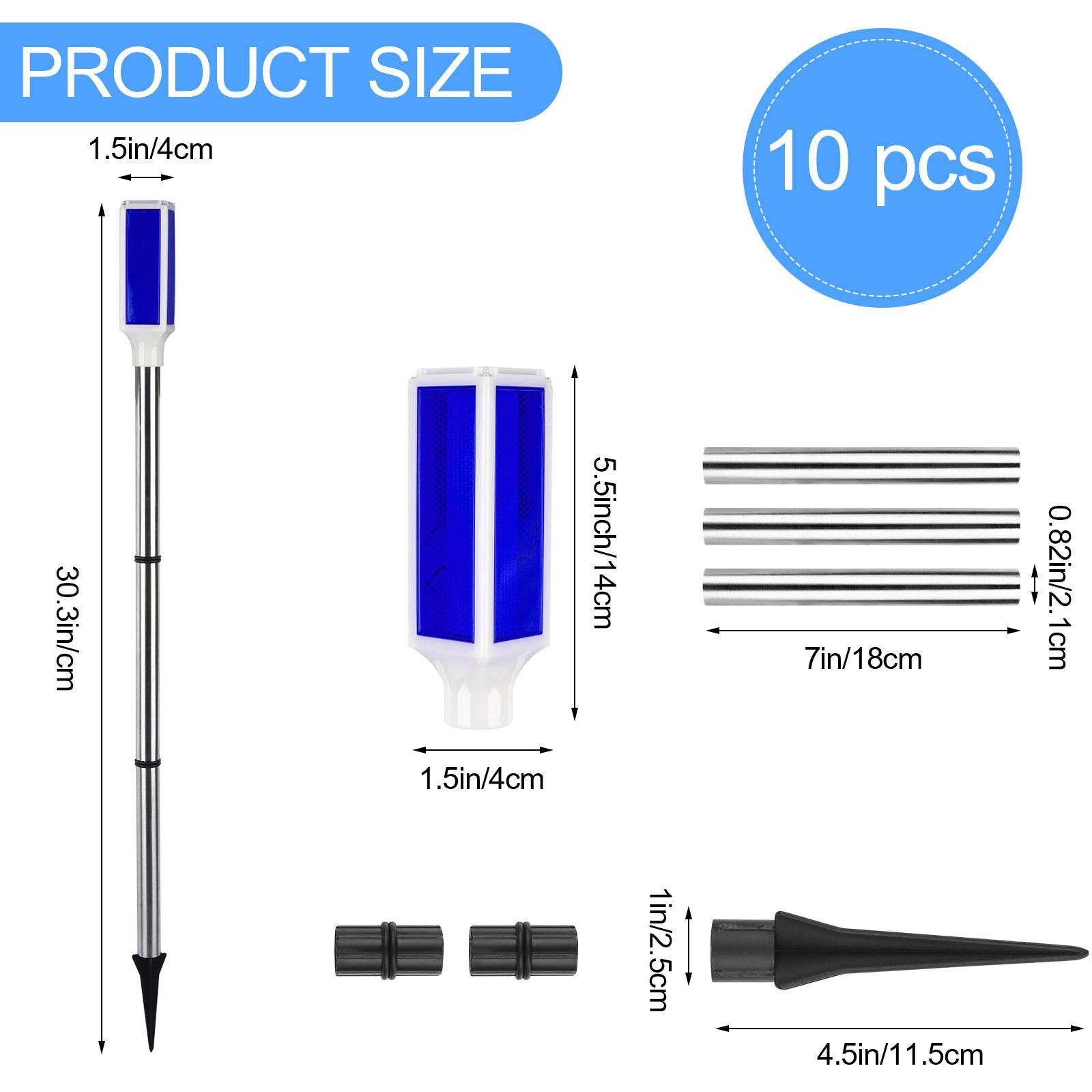 10 шт., солнечные маркеры для подъездных путей, светоотражающие огни для подъездных путей, синие ландшафтные отражатели для подъездных путей, для снега, дороги, двора, Pa